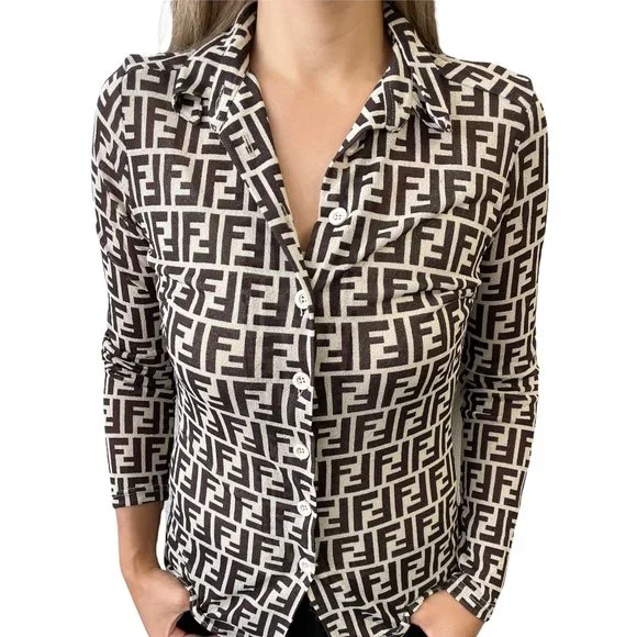 Fendi | Tops | Fendi Vintage Zucca Monogram Shirt Top 4